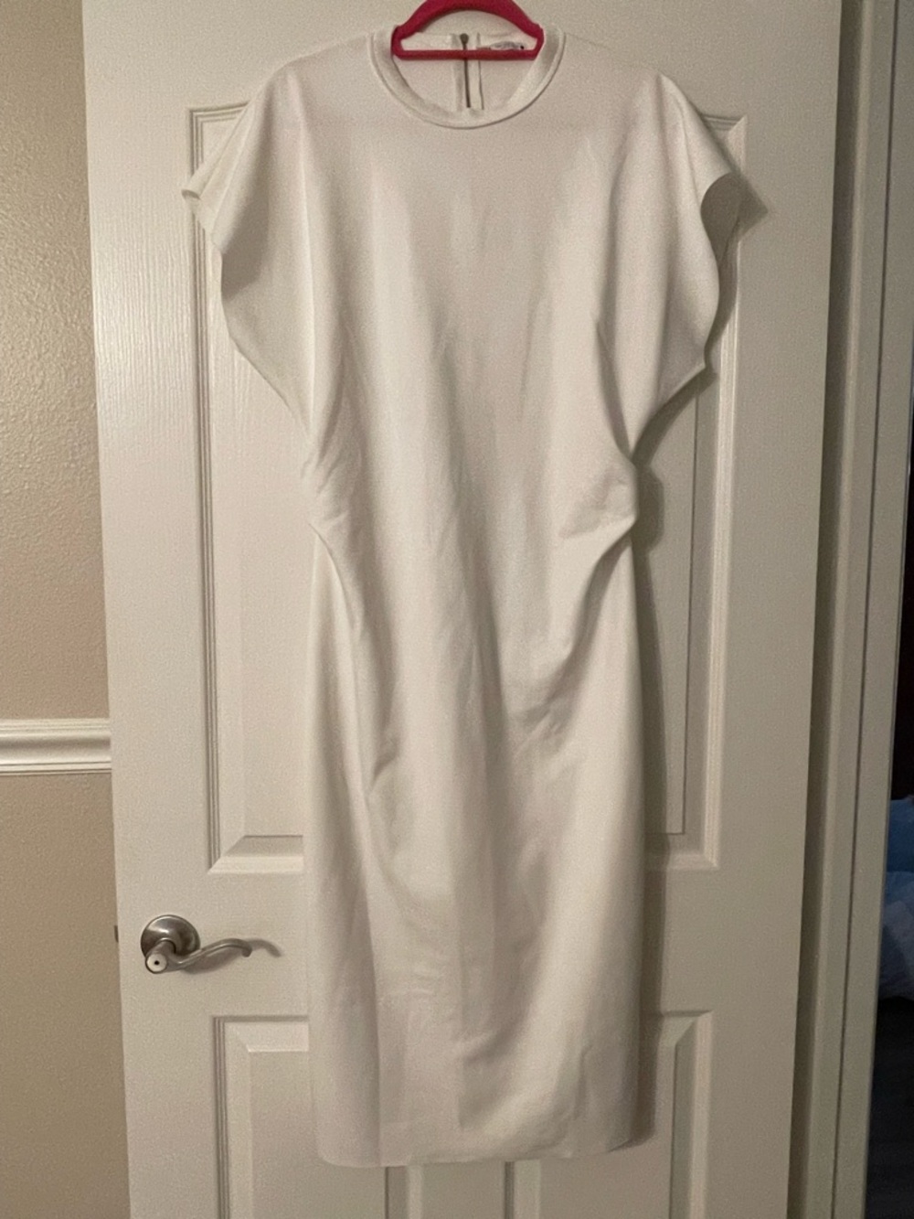 Zara White Short-Sleeve Midi Dress